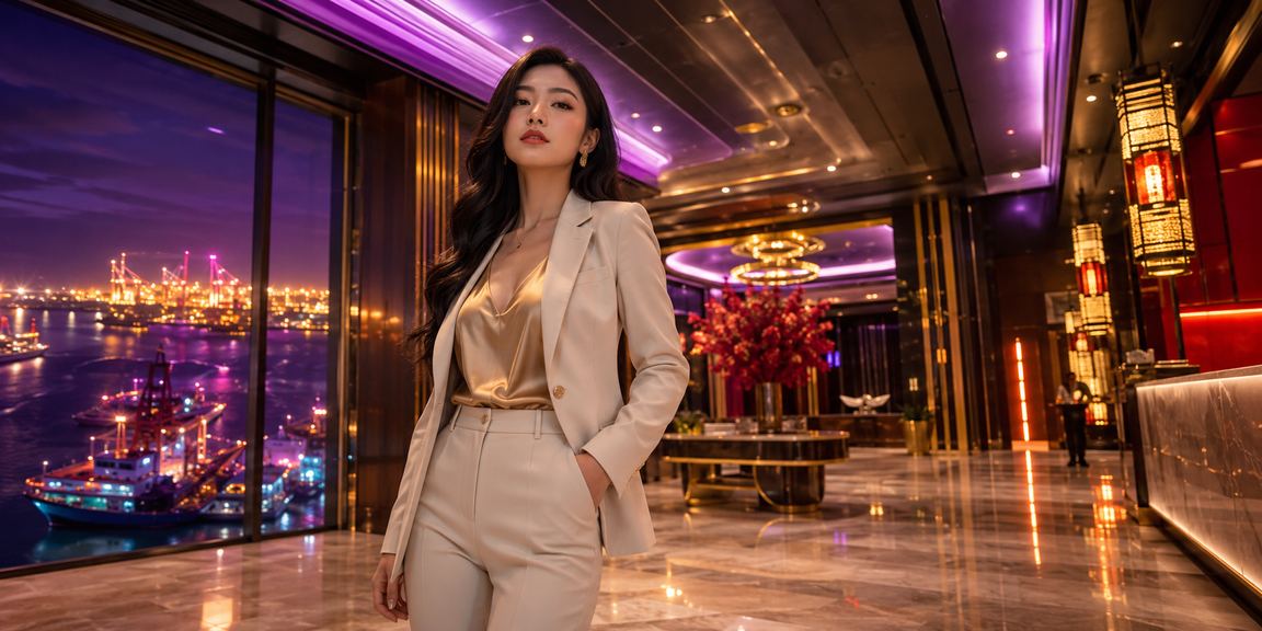 Đèn neon và không khí giải trí casino về đêm tại Vũng Tàu với không gian cao cấp VIP